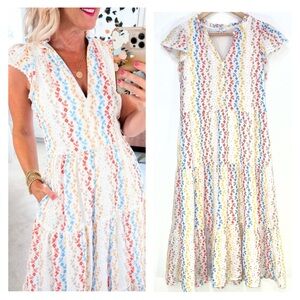 Crown and Ivy Sleeve Multi Eyelet Embroidered Dress Size 12